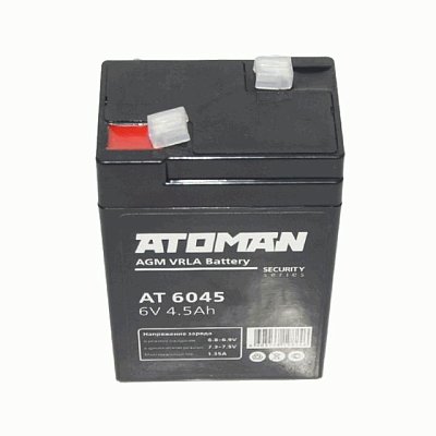 Аккумуляторная батарея ATOMAN 6В 4,5 Ач для ОПС