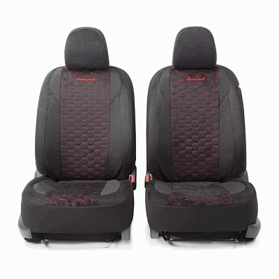 Чехлы ALCANTARA алькантара 15 пред чёрн/красные AIRBAG ALC-1505 BK/RD