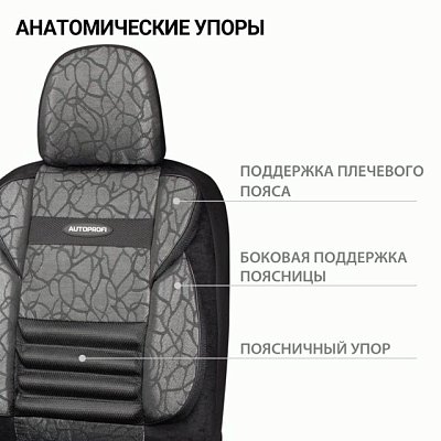 Чехлы Comfort COMBO велюр, 11 пр.6молн, Антрацит р-р M 5шт/уп CMB-1105 ANTHRACITE (M)