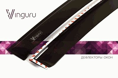 Дефлекторы на боковые стекла Vinguru Daewoo Gentra 2012- сед накладные скотч к-т 2 шт. 