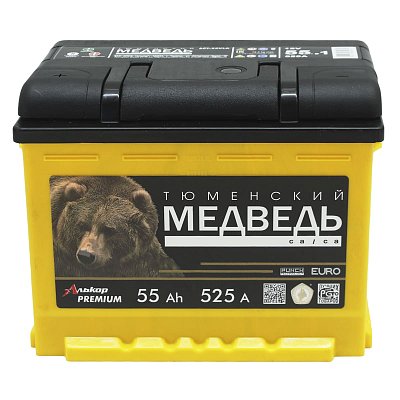 Аккумуляторная батарея 55 Ач Тюменский медведь LA п/п  24,2*17,5*19