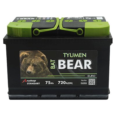 Аккумуляторная батарея 75 Ач Tyumen BatBear  п/п  27,8*17,5*19