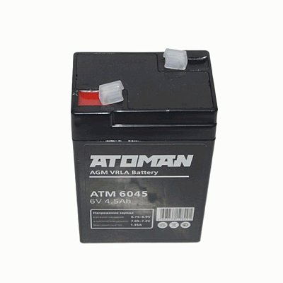 Аккумуляторная батарея ATOMAN 6В 4,5 Ач для ИБП