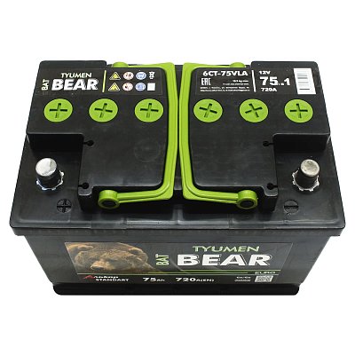 Аккумуляторная батарея 75 Ач Tyumen BatBear  п/п  27,8*17,5*19
