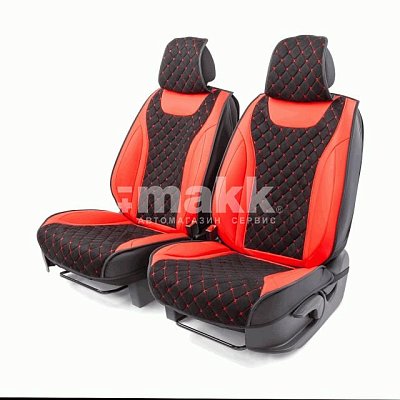 Накидки на сиденье Car Performance передние 2 шт алькантара + экокожа черн/красные  CUS-3044 BK/RD