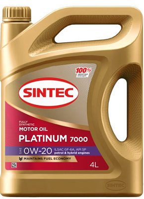 Масло моторное SINTEC PLATINUM 7000 синт 0W20 ILSAC GF-6, API SP 4л
