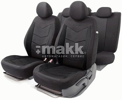 Чехлы автомоб. AEROBOOST полиэстер 11 предм 2 молн чёрные AIRBAG AER-1102 BK/BK