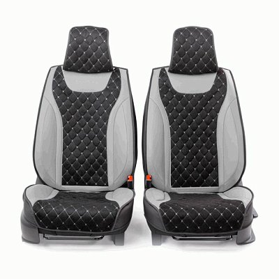 Накидки на сиденье Car Performance передние 2 шт алькантара + экокожа черн/серые  CUS-3044 BK/GY