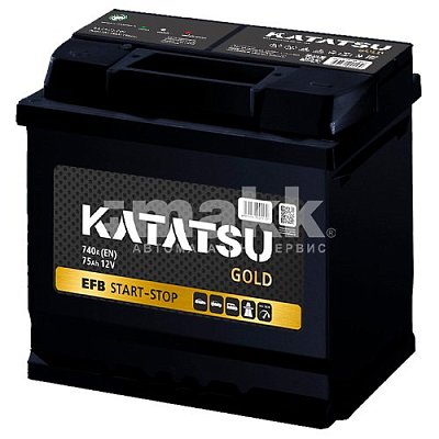 Аккумуляторная батарея 75 Ач Katatsu EFB Gold о/п 27,8*17,5*19