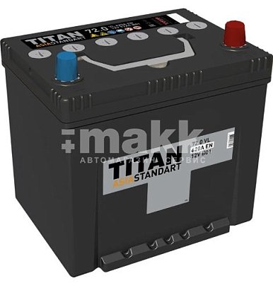 Аккумуляторная батарея 72 Ач Титан Asia Standart (D26L) о/п 258 х 175 х 221