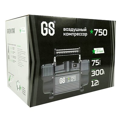 Компрессор 75л/мин 300W 12V 10Атм, шланг с переходником Green Star