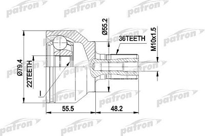 ШРУС наружный MAZDA 3 36x55.2x22 PCV1603 PATRON
