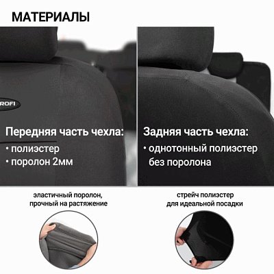 Чехлы AIRBAG полиэстер/велюр, 9 предметов, черный/черный 6 шт/уп TT-902V BK/BK