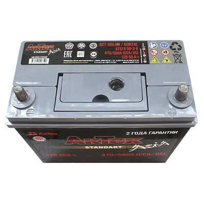 Аккумуляторная батарея 50 Ач Актех Standart Asia (60B24L) о/п тонк.кл 23,8*12,9*22,5