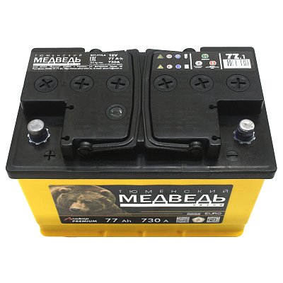 Аккумуляторная батарея 77 Ач Тюменский медведь LA п/п  27,8*17,5*19