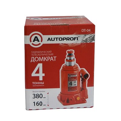 Домкрат  4т подъем 380 мм гидрав телескопический бут. Autoprofi1/4 DT-04