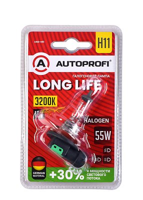 Автолампа H11 12V 55W Autoprofi LONG LIFE +30%