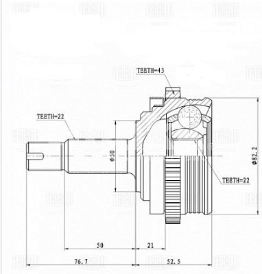 ШРУС нар. с ABS 22x50x22 ABS:43T LADA Granta/Kalina/Priora PCV1488 PATRON