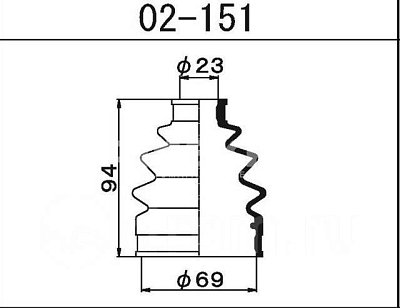 Пыльник ШРУСа Toyota Vitz SCP1# 2WD 23*69*94 наружн. 02-151 Maruichi (хомуты в ком-те)