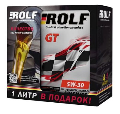 Масло моторное ROLF GT 5W30 синт. API SL/CF ACEA A3/B4 4л металл Акция 4л+1л