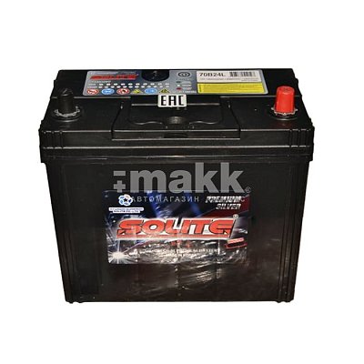 Аккумуляторная батарея 59 Ач Solite Silver (70B24L) о/п тонк.кл. 23,7*12,8*22,2