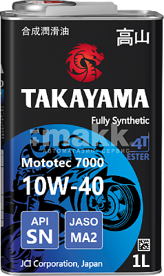 Масло моторное TAKAYAMA Mototec 7000 10W40 4Т п/синт  API SN JASO MA-2 1л