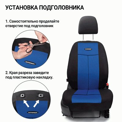 Чехлы AIRBAG полиэстер, 9 предм, передний ряд, задний ряд, черн/син 6 шт/уп TT-902P BK/BL