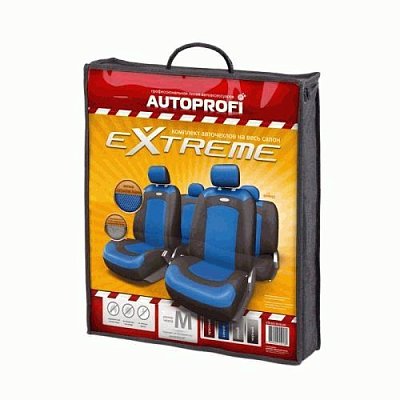 Чехлы EXTREME велюр+сетч. 8пр 3мол. чёрый/синий р-р М 5шт/уп XTR-803 BK/BL (M)