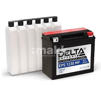 Мото аккумулятор 30 Ач Delta о/п (YTX30HL-BS,YTX30L-B,YTX30L) сухоз.с элект.