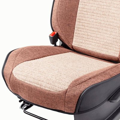 Накидки на сиденье Car Performance передние 2 шт  fiberflax коф/бежевые 10шт/уп CUS-3024 COFFEE/BE