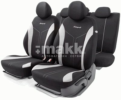 Чехлы автомоб. FLEX полиэстер 11 предм 2 молн чёрн/белые AIRBAG FLX-1102 BK/WH