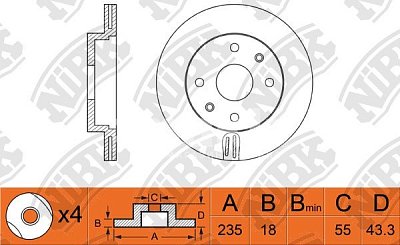 Диск тормозной передний RN1127 NIBK (2шт)
