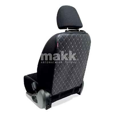 Защита на спинку переднего сидения экокожа чёрный/отстрочка серая 60х45см AUTOPROFI KIK-800 BK/GY