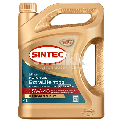Масло моторное SINTEC EXTRALIFE 7000 5W40 синт. API SN/CF ACEA A3/B4 4л