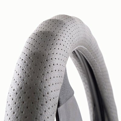 Оплетка  экокожа серая Autoprofi перфорированная, ребристая основа 25 шт/уп AP-1912 D.GY (M) "В"