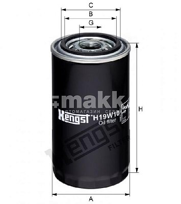 Фильтр масляный Hengst H19W10 (W 950/26) КАМАЗ, ПАЗ, Iveco; Case