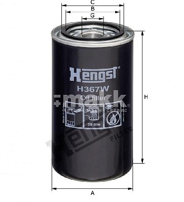 Фильтр масляный Hengst H367W DOOSAN, KOMATSU