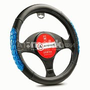 Оплетка экокожа черн/синяя 2 вставки из силикона р-р М 20шт/уп AP-2060 BK/BL (M)