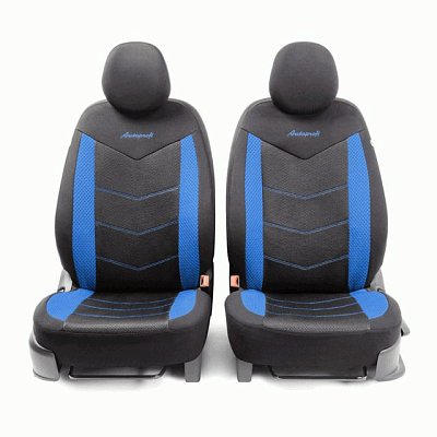 Чехлы автомоб. AEROBOOST полиэстер 11 предм 2 молн чёрн/синие AIRBAG AER-1102 BK/BL