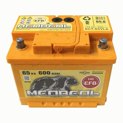 Аккумуляторная батарея 65 Ач Медведь EFB о/п  24,2*17,5*19,0