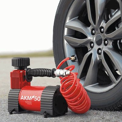 Компрессор  50л/мин 280W 12V 10Атм металлический поршень, в компл 3 насадки AUTOPROFI  AKM-50