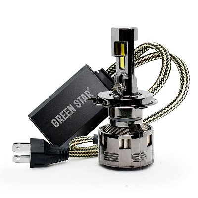 LED Автолампа H4 12V 75W 5500-6500K 7800lm M10-H4 Green Star 2шт