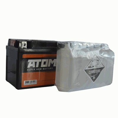 Мото аккумулятор ATOMAN Super AGM 12V 9Ah (YTX9-BS) сухозаряженный с электролитом в комплекте