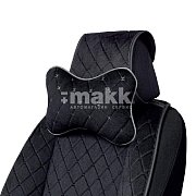 Подушка "косточка" алькантара с контрастн. прострочкой чер/сер 30*20см AUTOPROFI ALC-100NP BK/GY