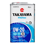 Масло моторное TAKAYAMA PAOtec 0W20 синт ILSAC C5, API SN plus 1л (12шт/уп) пластик 