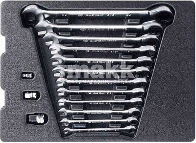 Набор трещоточных комбинированных ключей, ложемент, 15 предметов King Tony 9-10115MR