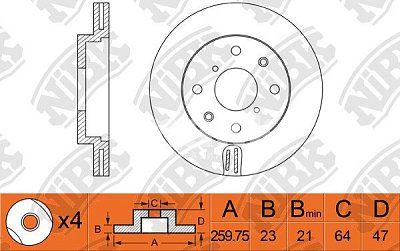 Диск тормозной передний RN1093 NIBK (2шт)