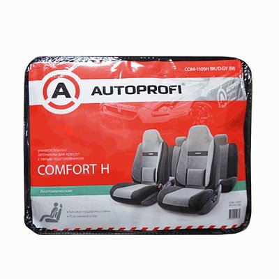 Чехлы COMFORT литовый подг велюр 9пр карм 6 мол чёрн/т.сер р-р М 5шт COM-1105H BK/D.GY (M)