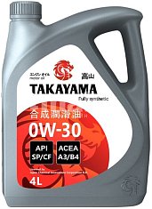 Масло моторное TAKAYAMA 0W30 п/с API SP/CF, ACEA A3/B4 синтетическое 4л