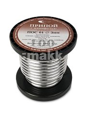 Припой ПОС-61, 100 г, 3 мм с канифолью, катушка ТЗА ВЕКТА "В"
